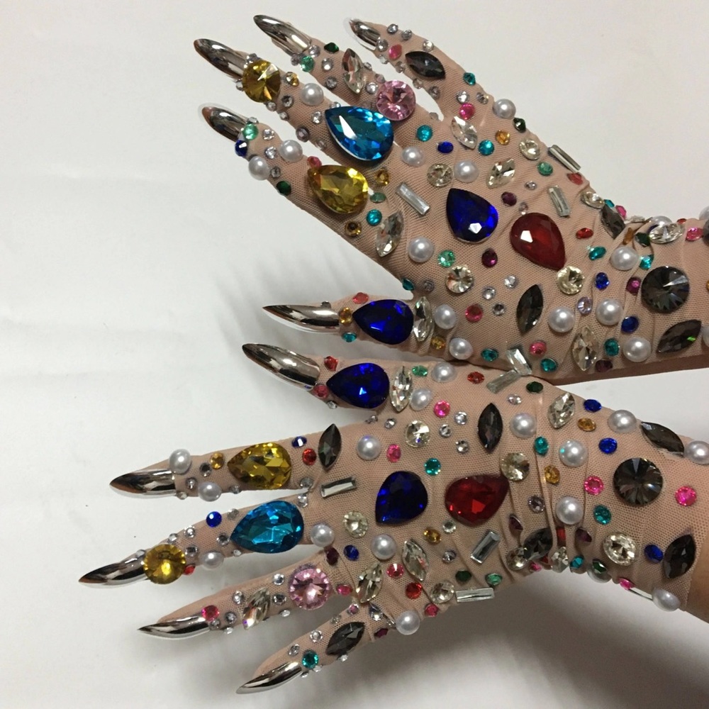 Saint Chic Bedazzled Jeweled Disco Party Gloves